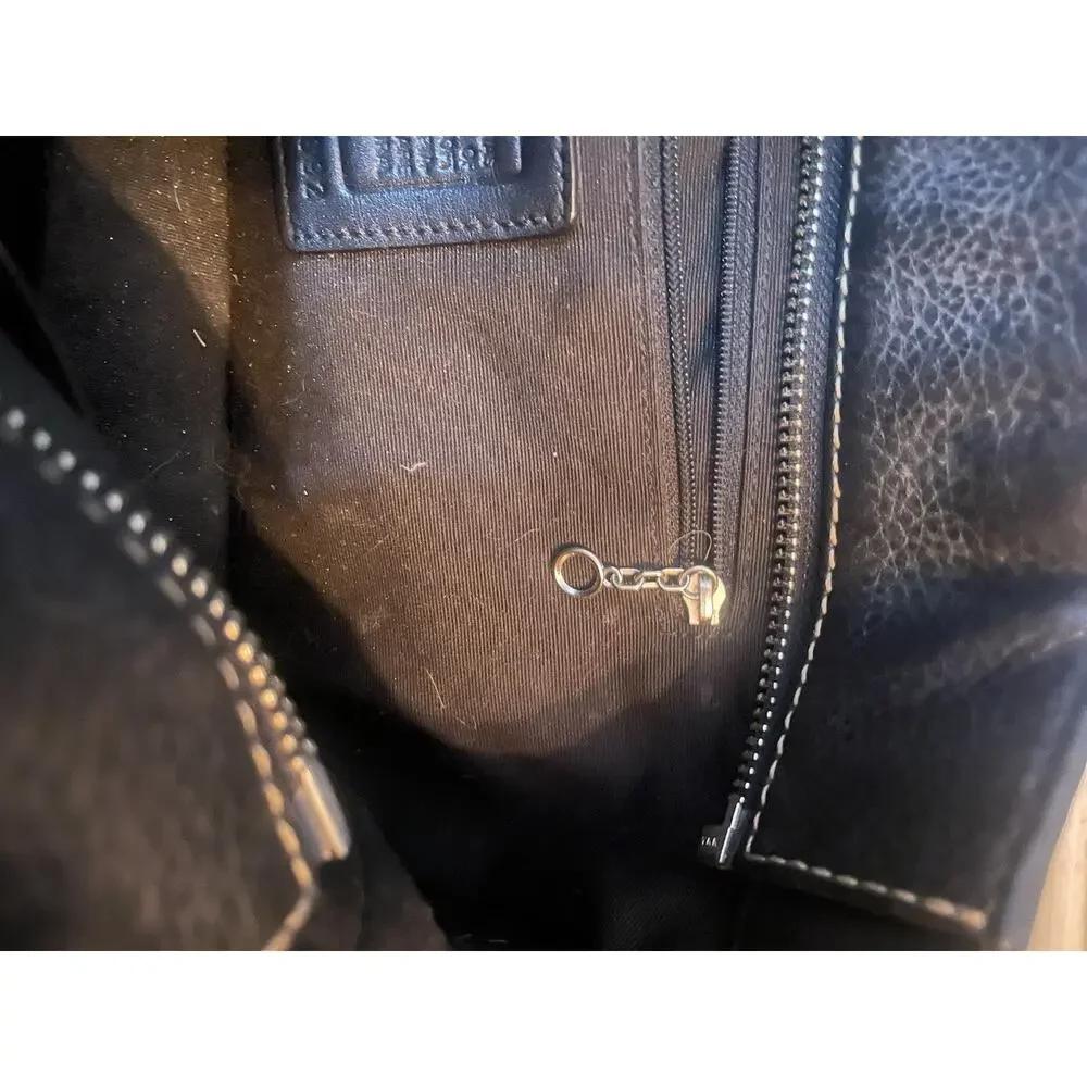 COACH Chelsea Black Pebbled Leather w/Dbl Straps‎ in Saddle Leather